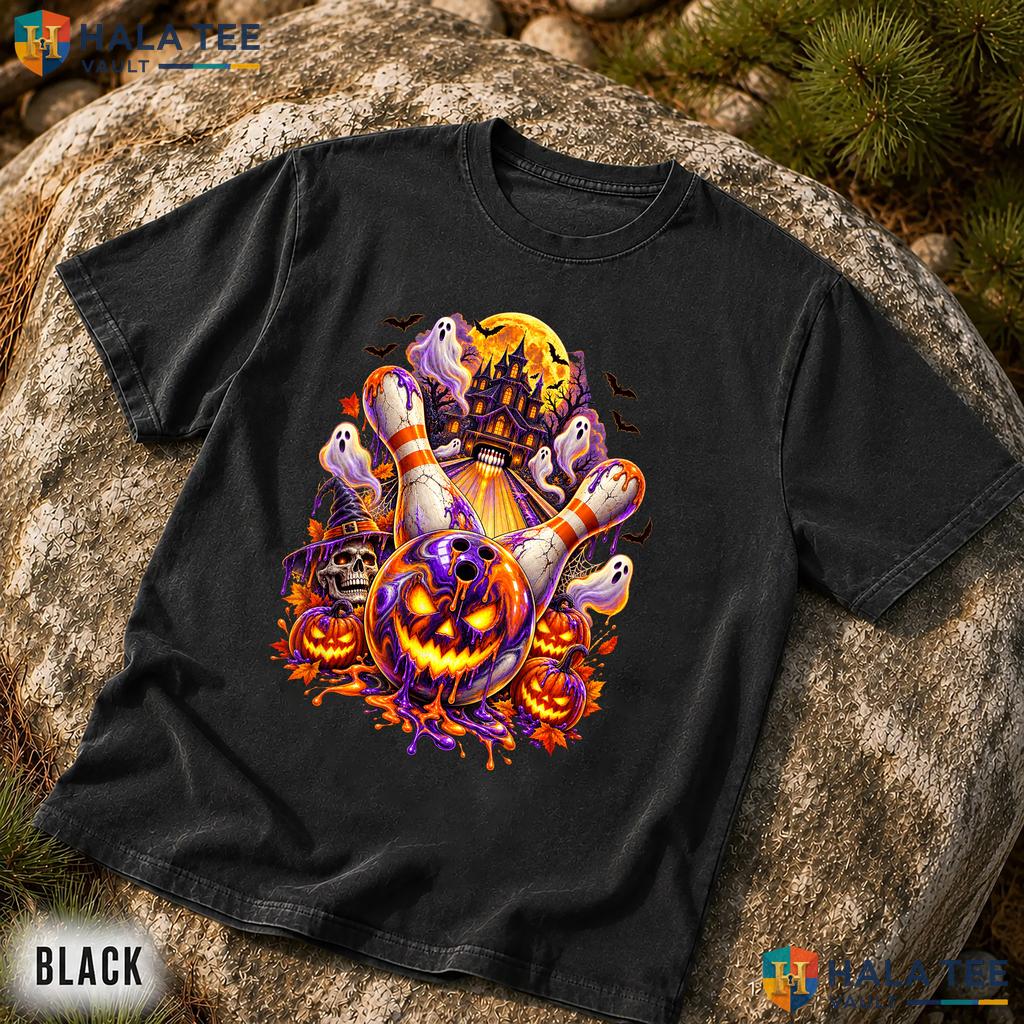 Spooky Bowling Ball Pumpkin Comfort Colors Shirt Drip Ghost Haunted