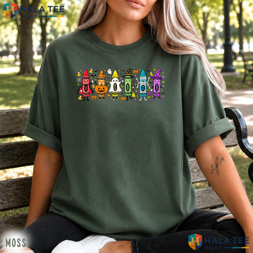 Spooky Crayons Teacher Comfort Colors Shirt Halloween Classroom Top