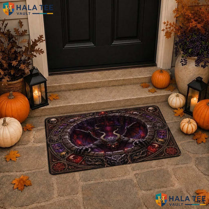 Spooky Demon Pit Halloween Doormat 3D Quilt Optical Illusion Room Decor