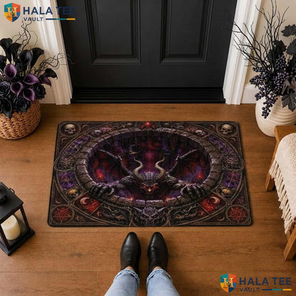 Spooky Demon Pit Halloween Front door mat 3D Quilt Optical Illusion Room Decor