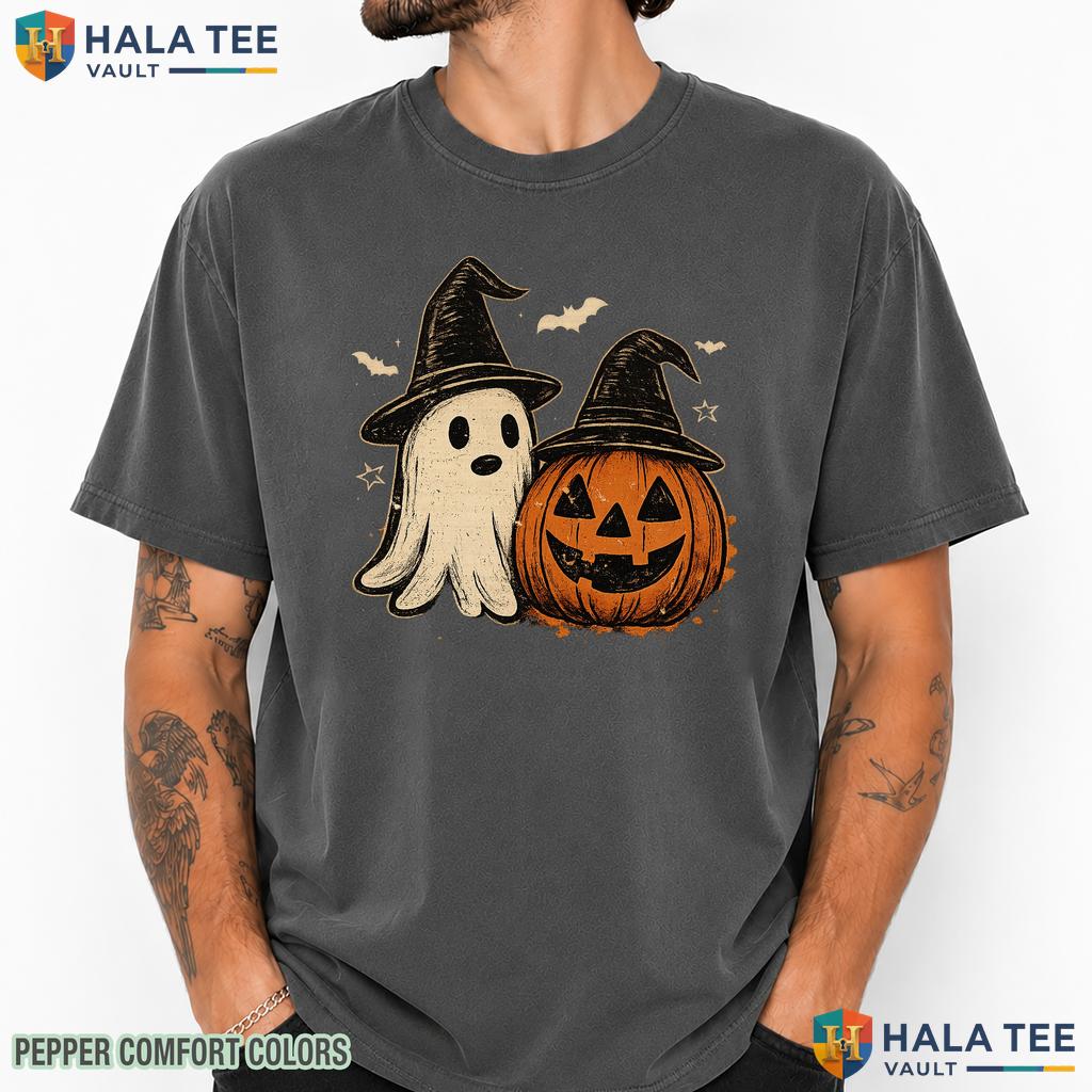 Spooky Ghost Pumpkin Comfort Colors T Shirt Cute Fall Halloween Graphic Top Heavyweight Cotton T-Shirt