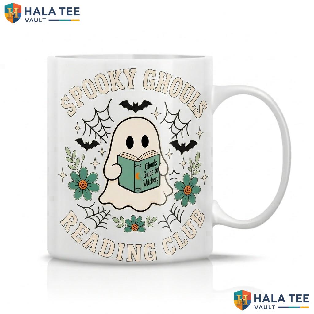 Spooky Ghouls Halloween Ceramic Mug Funny Book Lover Reading Coffee Cup