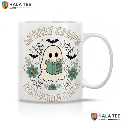 Spooky Ghouls Halloween Ceramic Mug Funny Book Lover Reading Coffee Cup