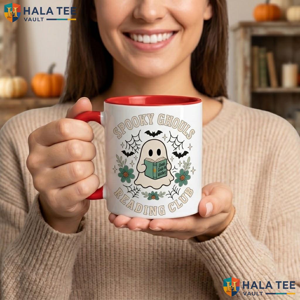 Spooky Ghouls Halloween Ceramic Mug Funny Book Lover Reading Coffee Camping Mug