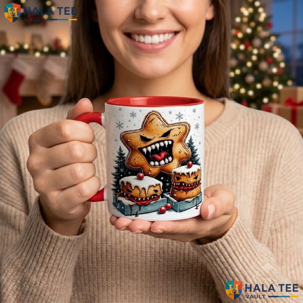 Spooky Gingerbread Skeleton Mug Custom Name Gothic Christmas Ceramic Cup Camping Mug