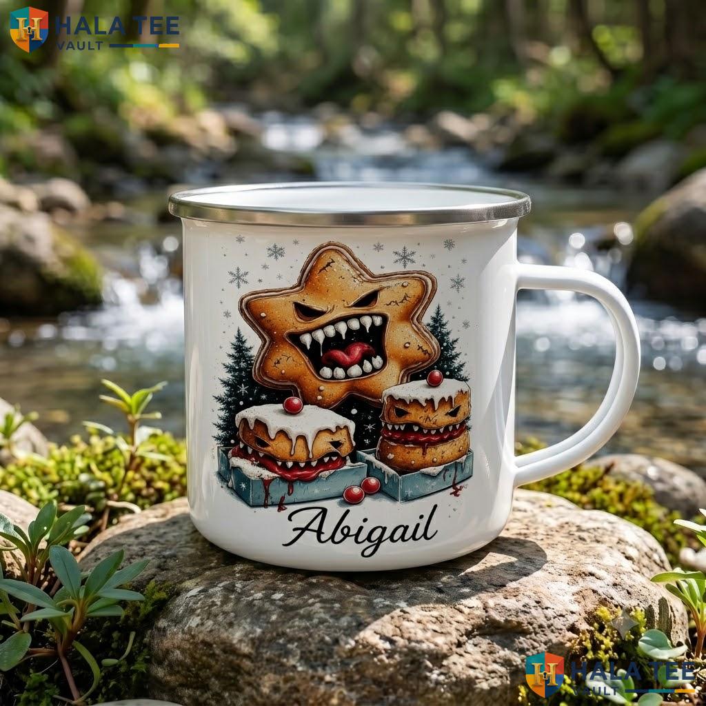 Spooky Gingerbread Skeleton Mug Custom Name Gothic Christmas Ceramic Cup Color Changing Mug
