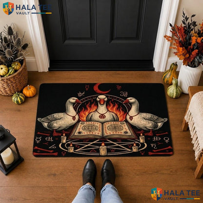 Spooky Goose Halloween Front door mat Holiday Witchy Non Slip Welcome Floor Rug