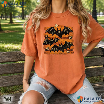 Spooky Halloween Bats Comfort Colors T Shirt Trick Or Treat Seasonal Apparel Relaxed Fit Tee