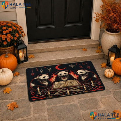 Spooky Pandas Halloween Doormat Holiday Witchy Welcome Entry Floor Rug