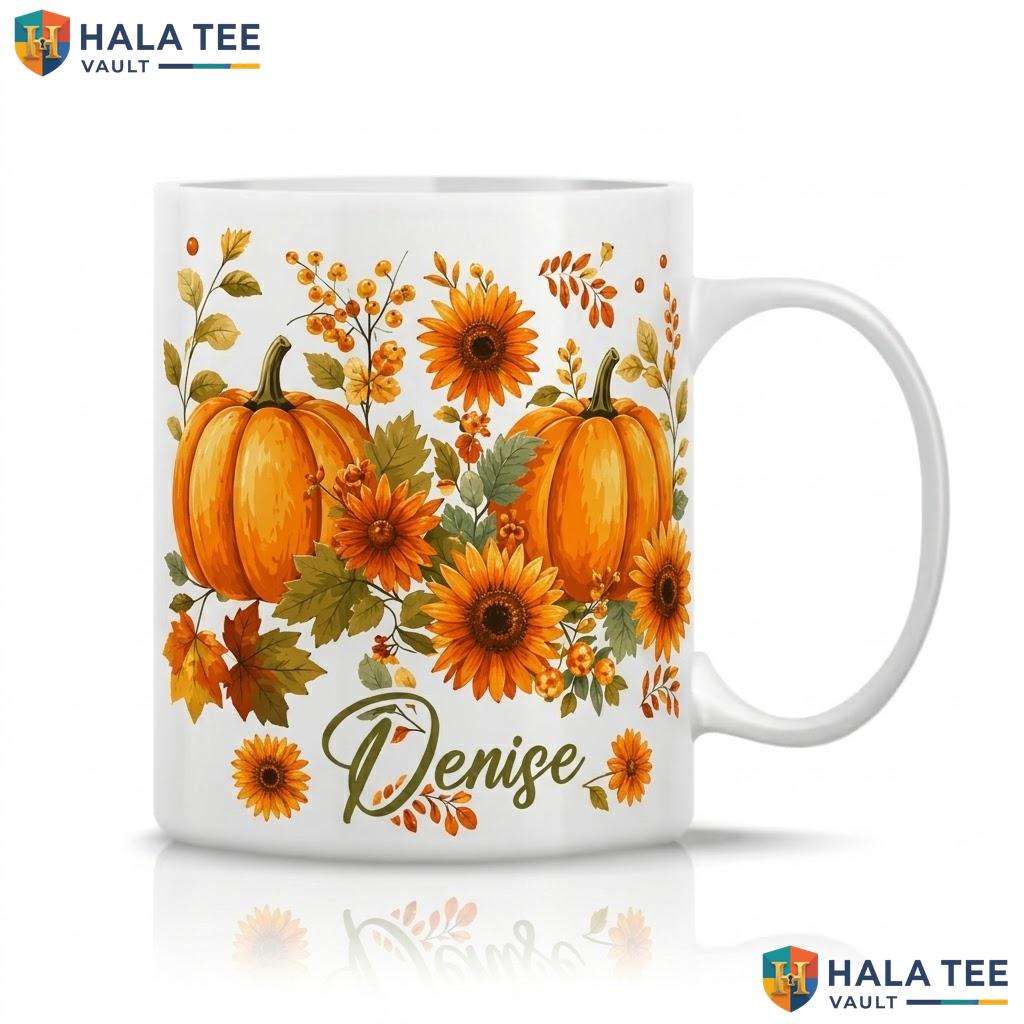 Spooky Pumpkin Pattern Ceramic Mug Custom Name Halloween Tree Coffee Cup