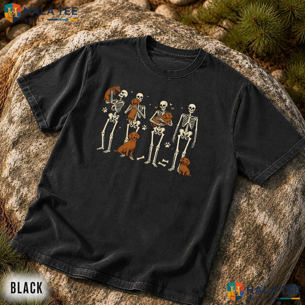 Spooky Weiner Dog Comfort Colors T Shirt Funny Skeleton Dachshund Lover Top