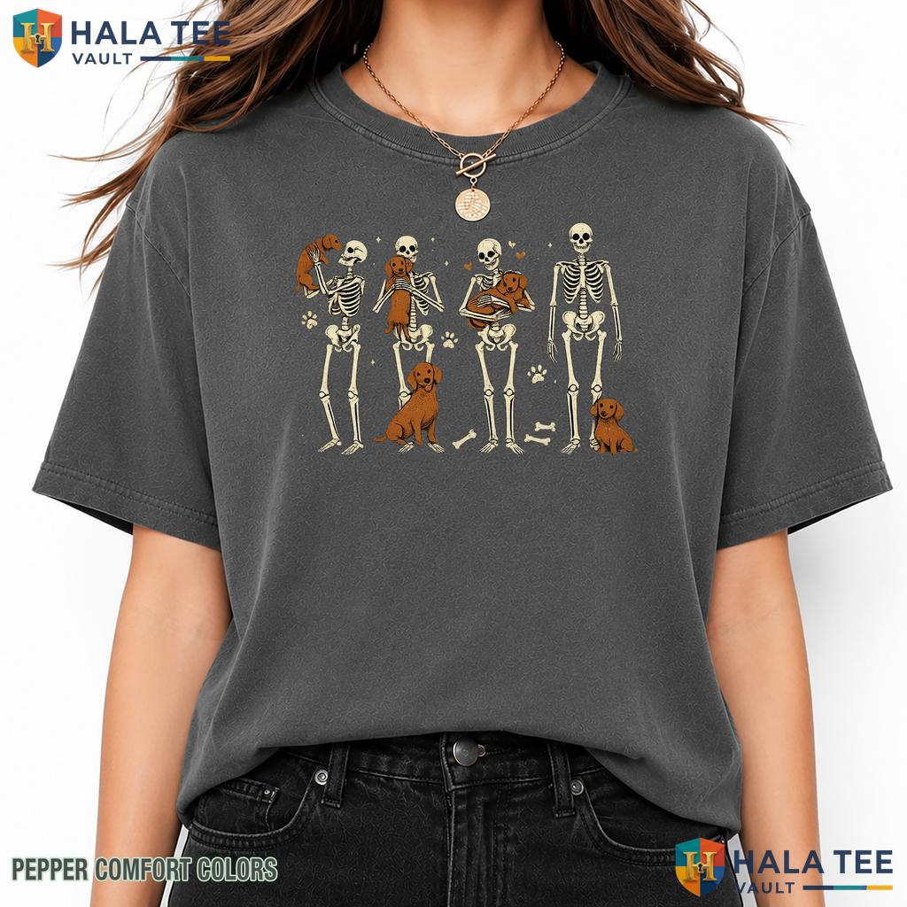 Spooky Weiner Dog Comfort Colors T Shirt Funny Skeleton Dachshund Lover Top Heavyweight Cotton T-Shirt