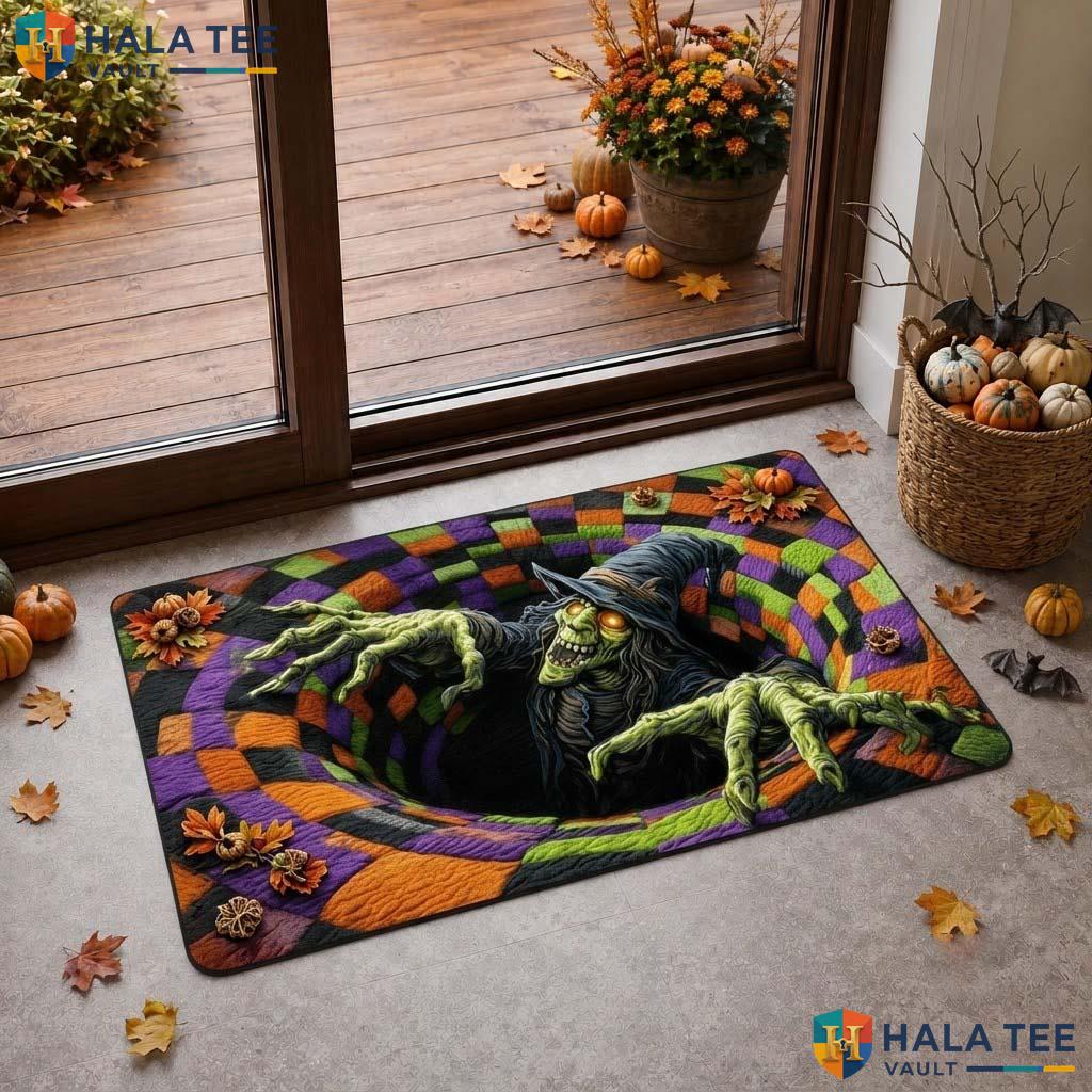 Spooky Witch 3D Halloween Doormat Optical Illusion Haunted House Decor