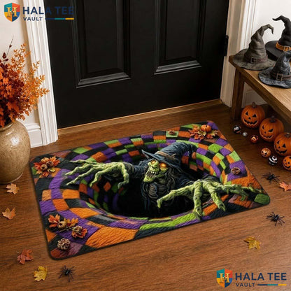 Spooky Witch 3D Halloween Front door mat Optical Illusion Haunted House Decor