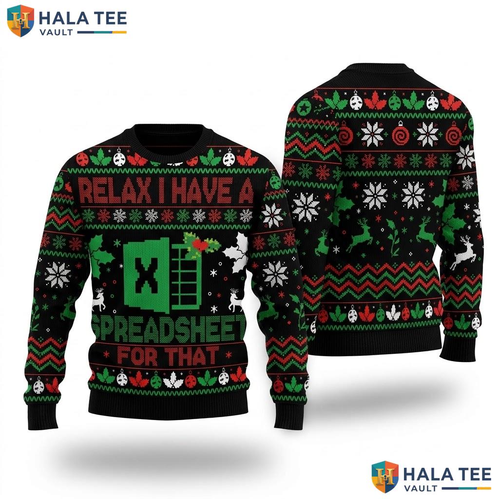 Spreadsheet Excel Ugly Christmas Sweater Funny Office Holiday Top