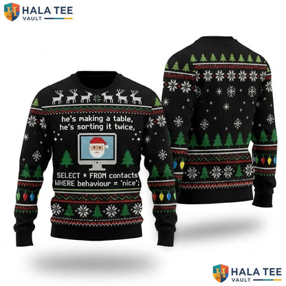 SQL Database Programmer Christmas Sweater Santa Code Developer Top