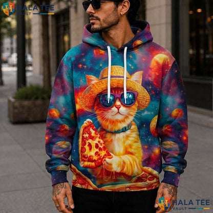 Straw Hat Cat Galaxy Hoodie Kids Novelty 3D Printed Pullover Apparel 3D Printed Hoodie