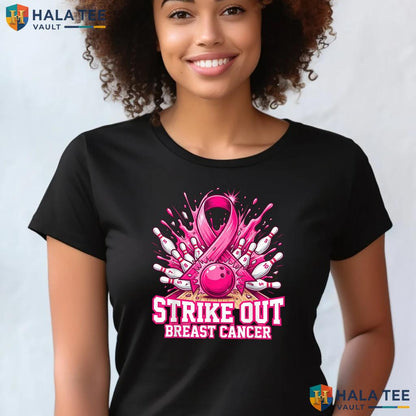 Strike Out Bowling Pink Tee Breast Cancer Awareness Ribbon Outfit