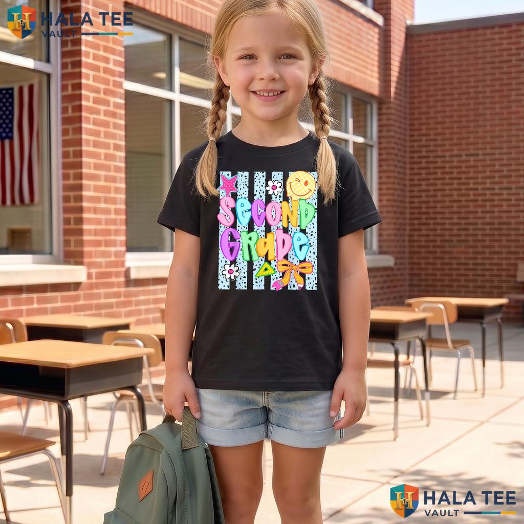 Striped Preppy 2nd Grade Shirt Back To School Teacher Girls Kids Top Adult