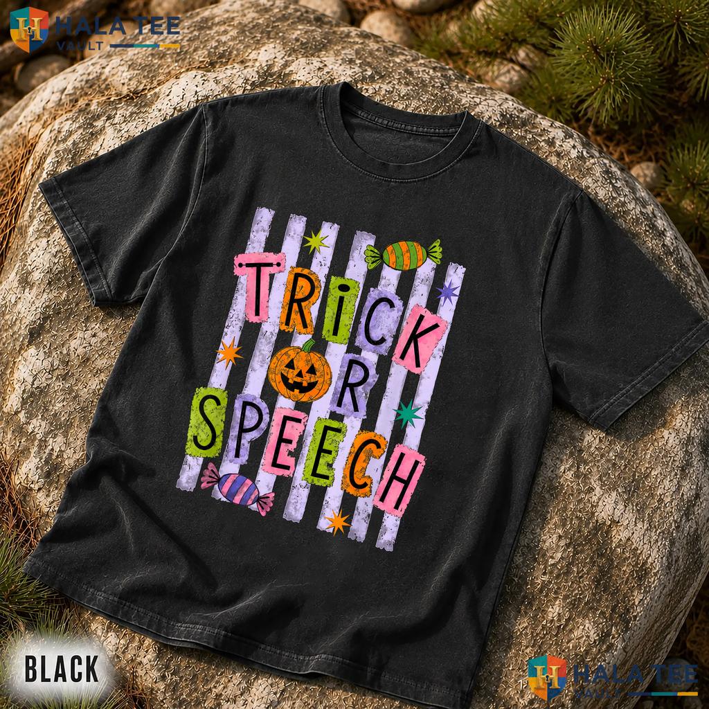 Striped Trick Speech Therapy Comfort Colors Shirt Teacher Halloween