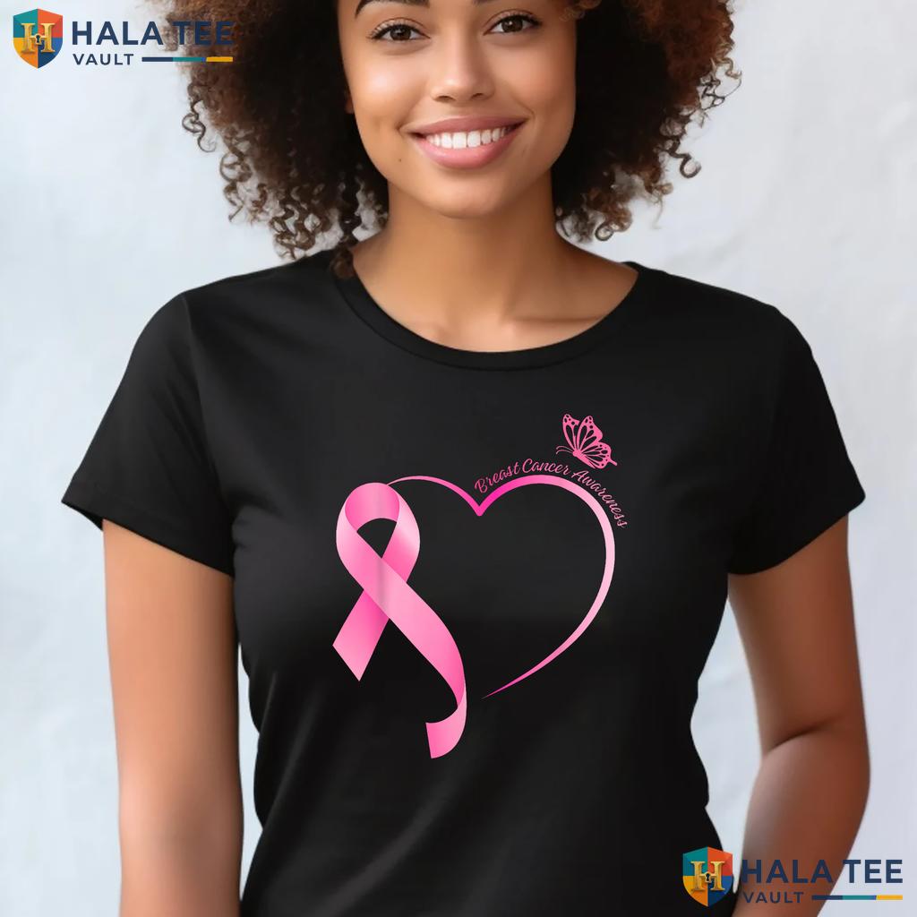 Strong Pink Ribbon Heart Tee Breast Cancer Survivor Womens Apparel