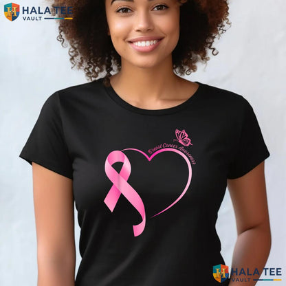 Strong Pink Ribbon Heart Tee Breast Cancer Survivor Womens Apparel