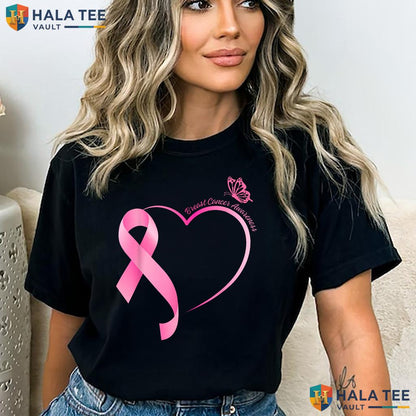 Strong Pink Ribbon Heart Tee Breast Cancer Survivor Womens Apparel Adult