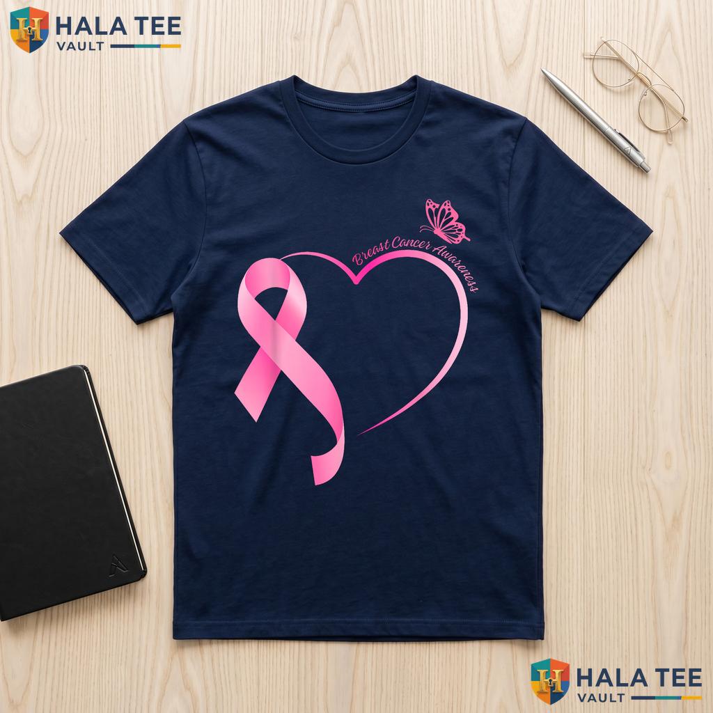 Strong Pink Ribbon Heart Tee Breast Cancer Survivor Womens Apparel Adult