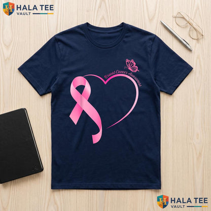 Strong Pink Ribbon Heart Tee Breast Cancer Survivor Womens Apparel Adult
