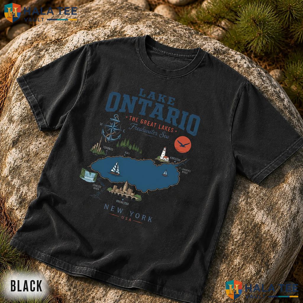 Subtle Satire Garment-Dyed T-Shirt Lake Ontario Great Lakes Humor Tee