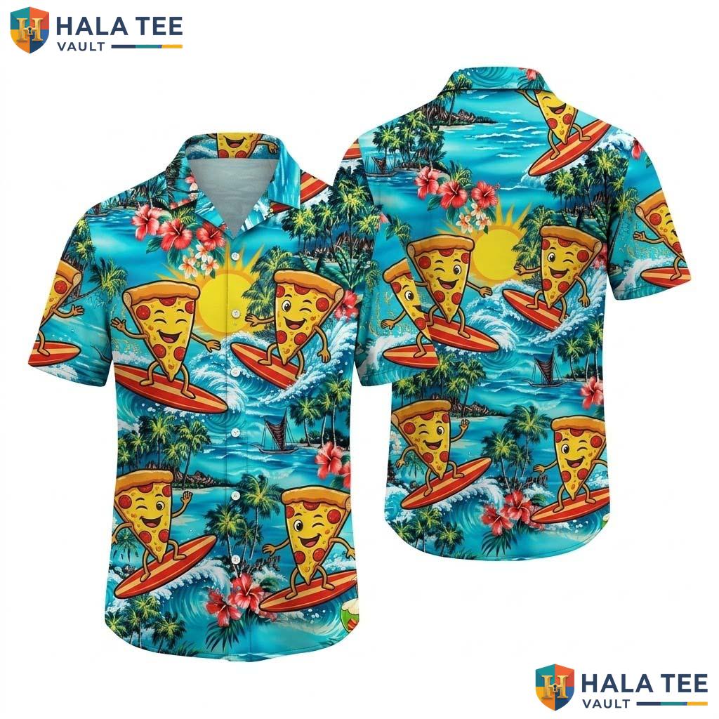 Summer Pizza Graphic Hawaiian Shirt Farm Life Aloha Button Down Summer
