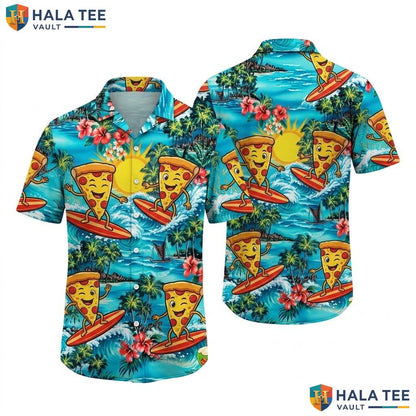 Summer Pizza Graphic Hawaiian Shirt Farm Life Aloha Button Down Summer