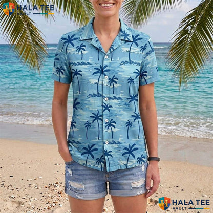 Sunset Blue Palm Aloha Shirt Mens Tropical Casual Summer Beach Outfit