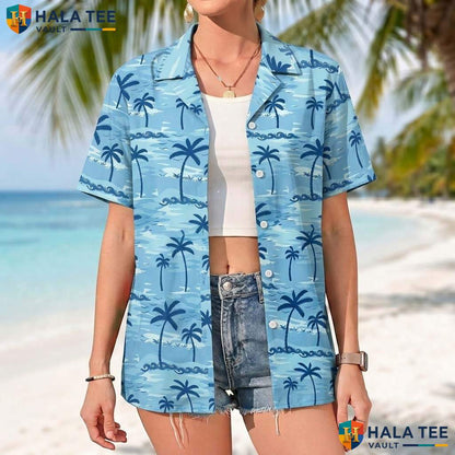Sunset Blue Palm Short-sleeve button-up shirt Mens Tropical Casual Summer Beach Outfit