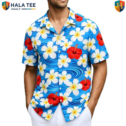 Sunset Floral Palm Hawaiian Shirt Mens Lightweight Cruise Apparel Resort Top