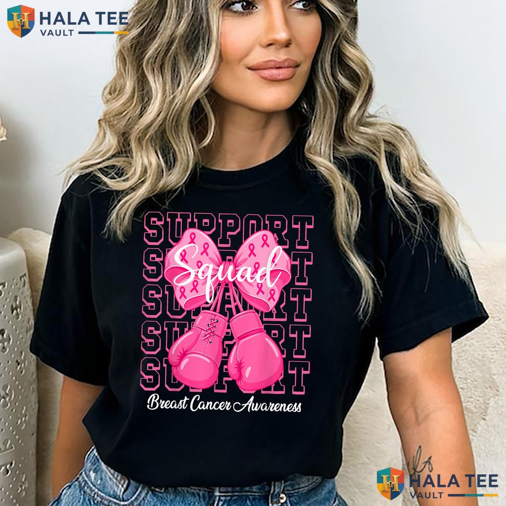 Support Squad Team Pink TShirt Breast Cancer Awareness Ribbon Outfit Adult