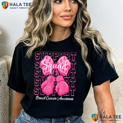 Support Squad Team Pink TShirt Breast Cancer Awareness Ribbon Outfit Adult