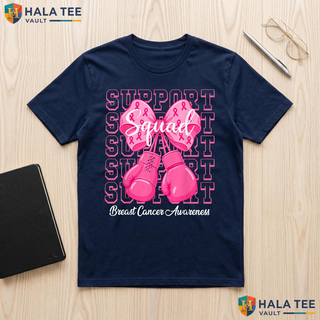 Support Squad Team Pink TShirt Breast Cancer Awareness Ribbon Outfit Adult