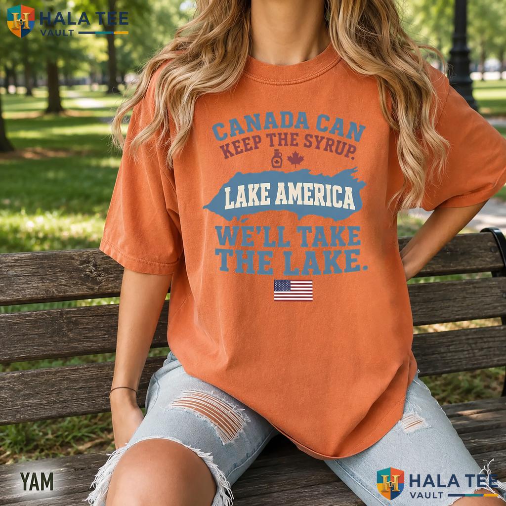 Syrup Joke Retro Style T-Shirt Lake America Ontario Humor Satire Tee