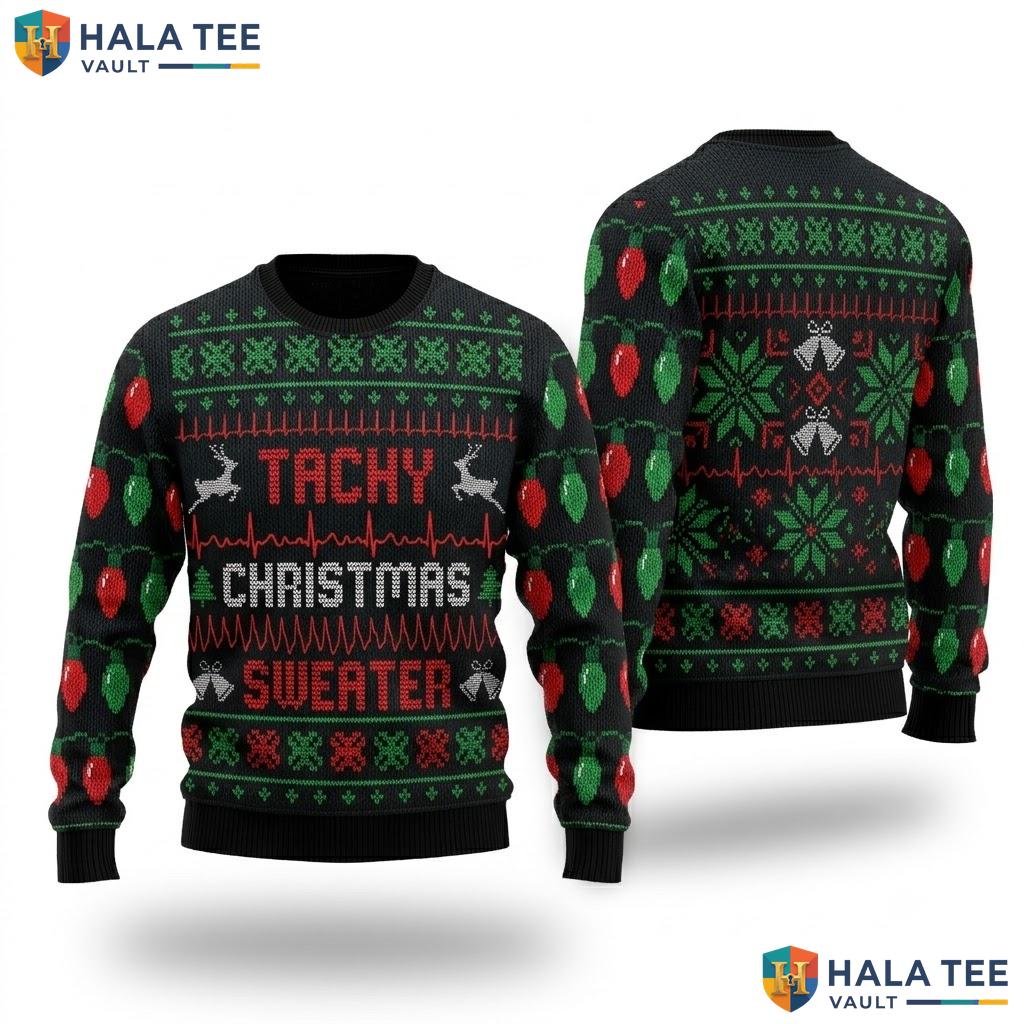 Tachy Nurse Tele Tech Ugly Christmas Sweater EKG Medical Holiday