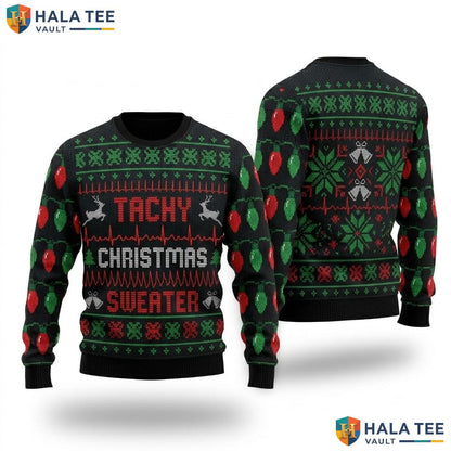 Tachy Nurse Tele Tech Ugly Christmas Sweater EKG Medical Holiday