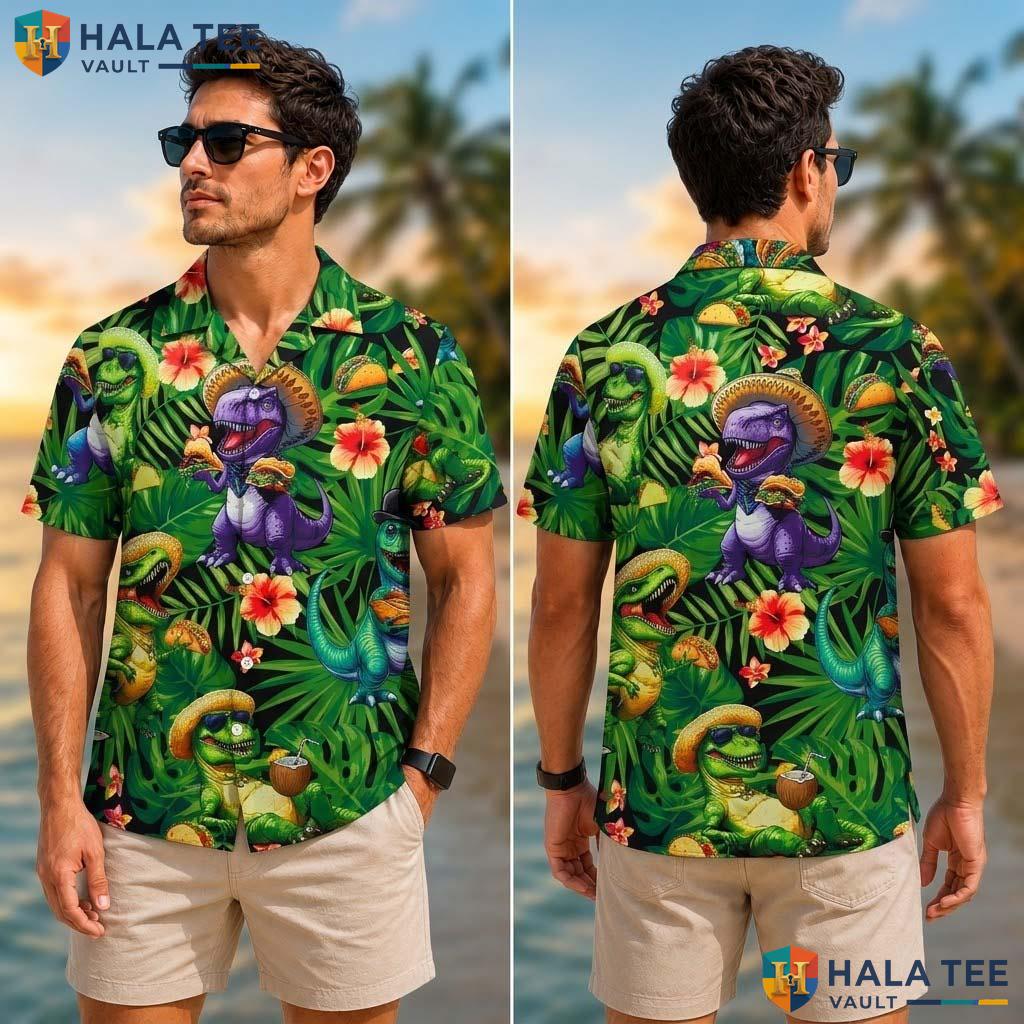 Taco Graphic Mens Tropical Shirt Short Sleeve Casual Beach Vacation Top
