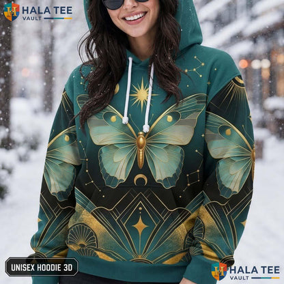 Teal Butterfly Celestial Thanksgiving 3D Printed Hoodie Moons Sun Unisex Top