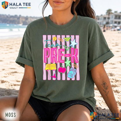 Team PreK School Squad Retro Style T-Shirt Teacher Student Classroom Top