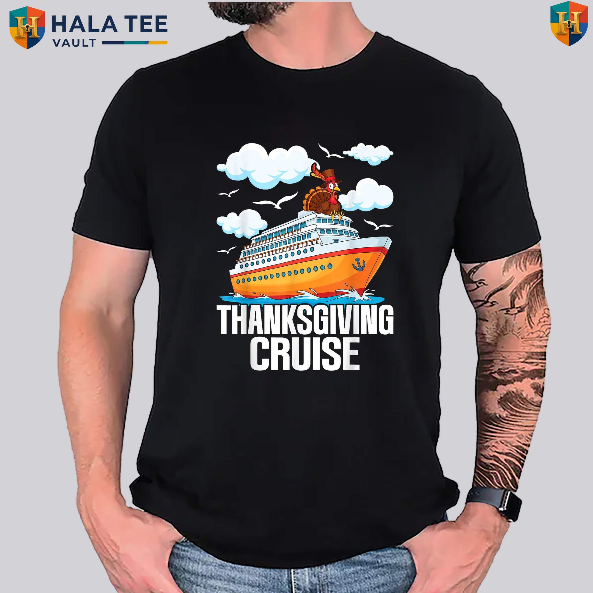 Thanksgiving Cruise Vacation Turkey T-Shirt Funny Cruising Sailing Holiday Top