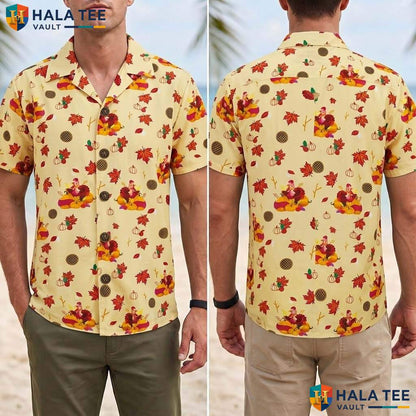 Thanksgiving Turkey Tropical Shirt Mens Novelty Holiday Beachwear Top