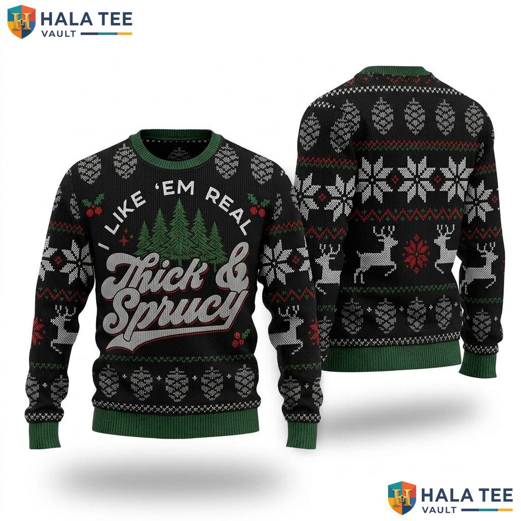 Thick Sprucy Trees Ugly Christmas Sweater Funny Holiday Mens Apparel