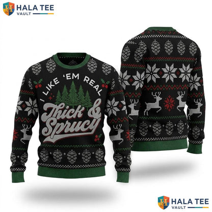 Thick Sprucy Trees Ugly Christmas Sweater Funny Holiday Mens Apparel