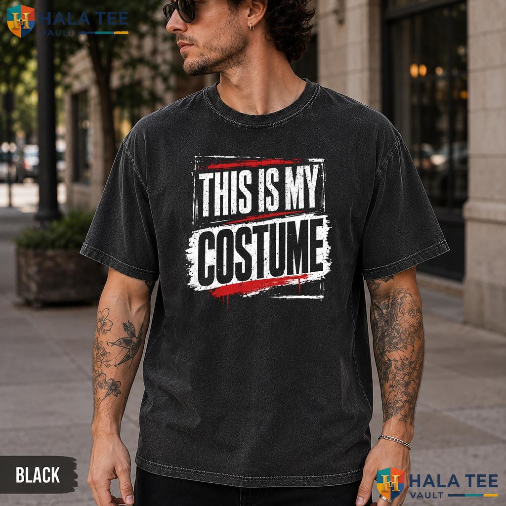This Is My Costume Washed T-Shirt Retro Halloween Party Graphic Apparel