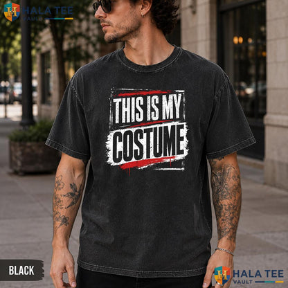 This Is My Costume Washed T-Shirt Retro Halloween Party Graphic Apparel
